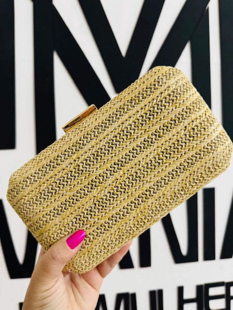 Clutch Palha Nude Dourado