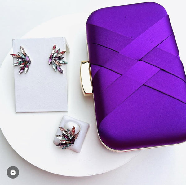 Clutch Roxa luxo + kit Guatemala