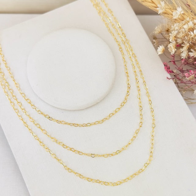 Colar 3 em 1 Corrente Coração Amor Real Dourado