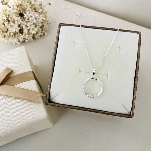 Colar Circulo de Zircônia Prata