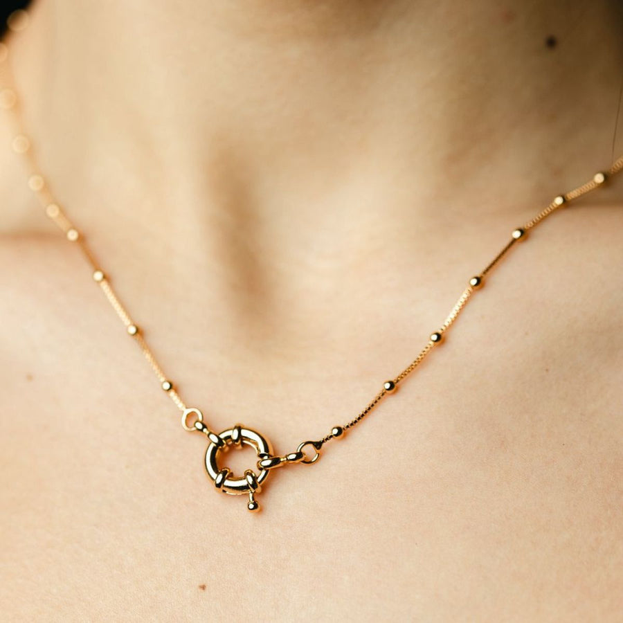 Colar Corrente de Bolinha com Fecho Boia Dourado