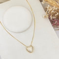 Colar de Coração de Zircônia Cristal Dourado