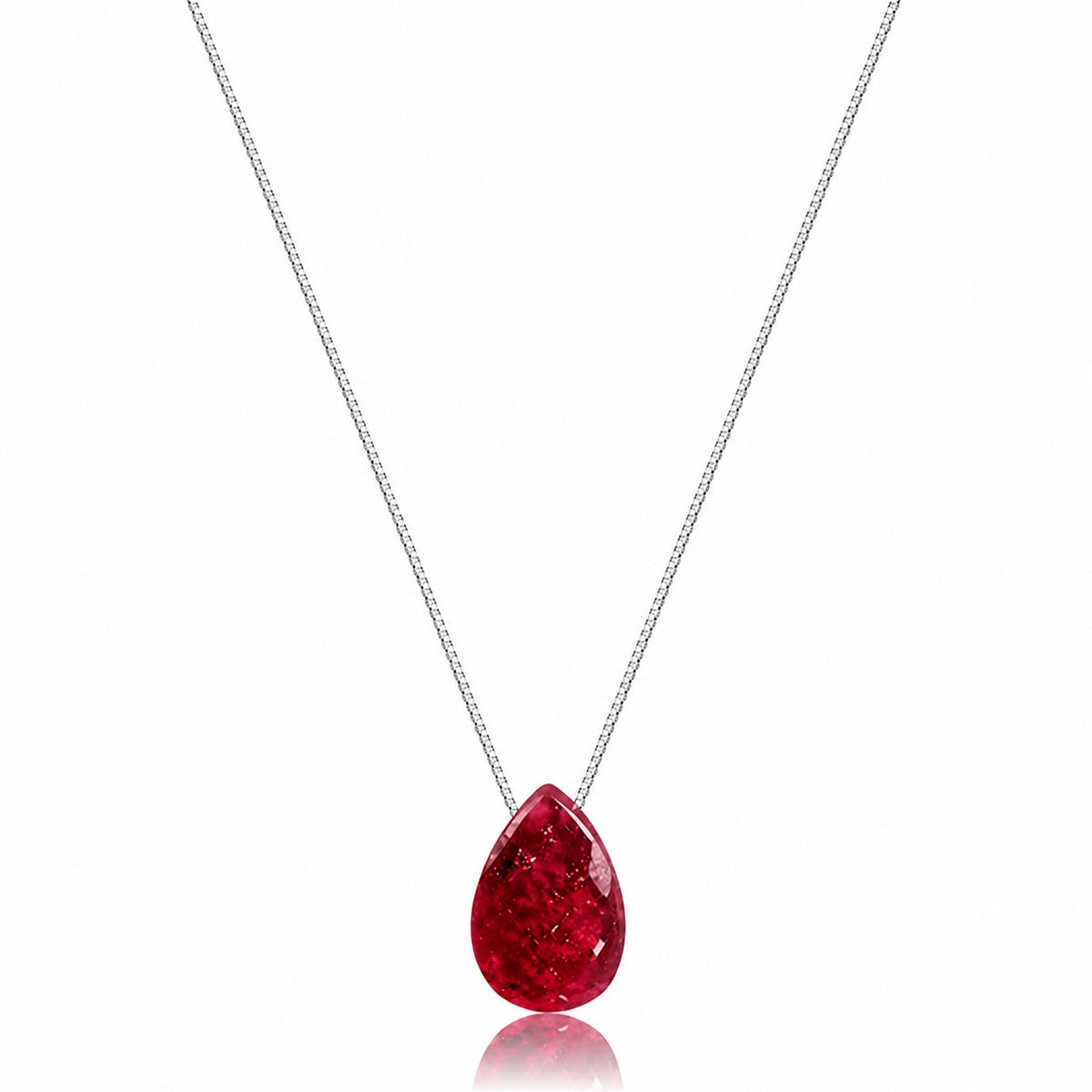 Colar de Gota Prata Vermelho