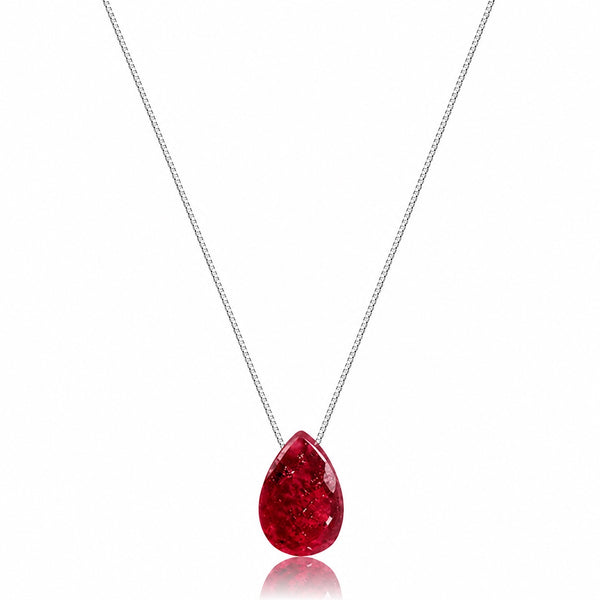 Colar de Gota Prata Vermelho
