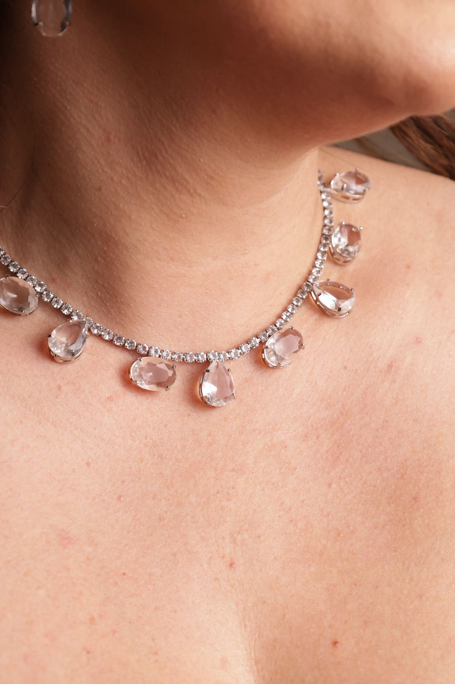Colar de Zircônia Celine Cristal - Banho de Prata