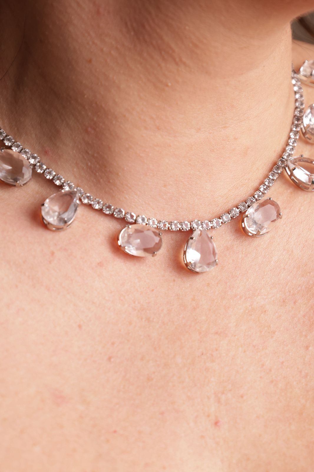 Colar de Zircônia Celine Cristal - Banho de Prata