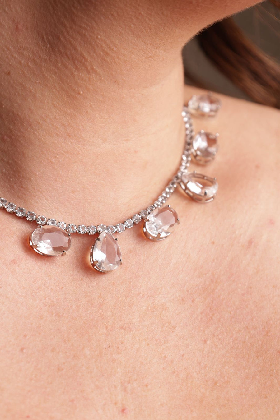 Colar de Zircônia Celine Cristal - Banho de Prata