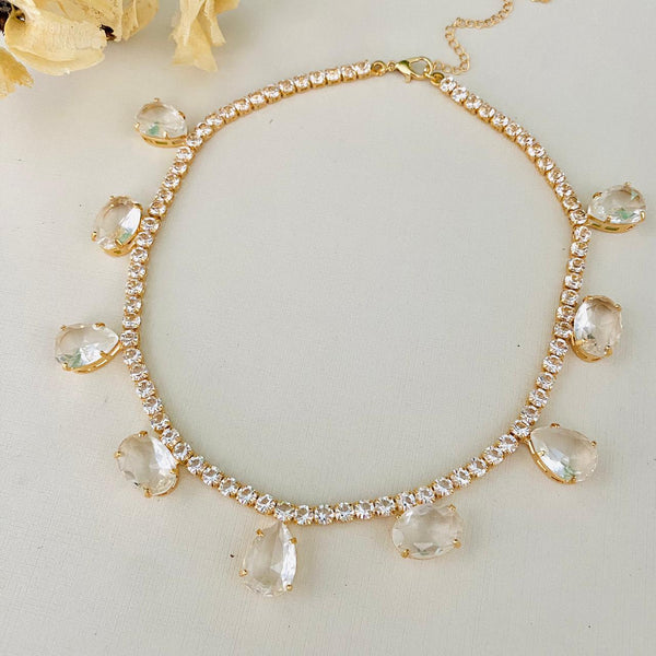 Colar de Zircônia Celine Cristal - Dourado