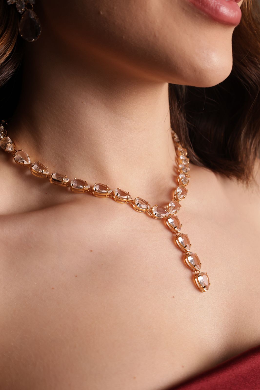 Colar de Zircônia Cristal New Rosana  Dourado