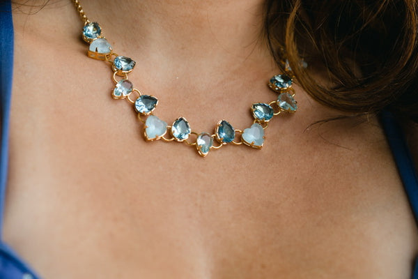 Colar de Zircônia Tons de Azul Zenety