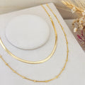 Colar Duplo Corrente Bolinha e Fita Dourado