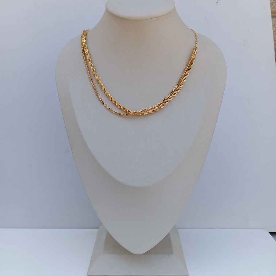 Colar Duplo Lumini Baiano com Zircônia Dourado