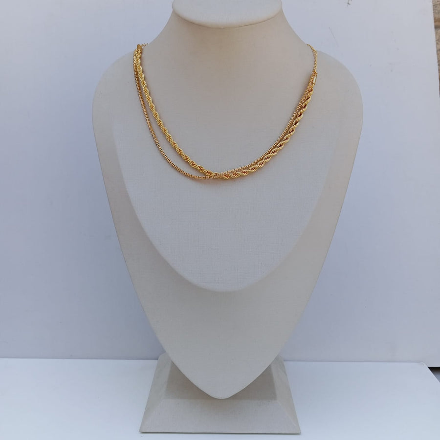 Colar Duplo Lumini Baiano com Zircônia Dourado