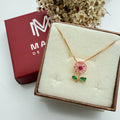 Colar Flor de Zircônia Rosa