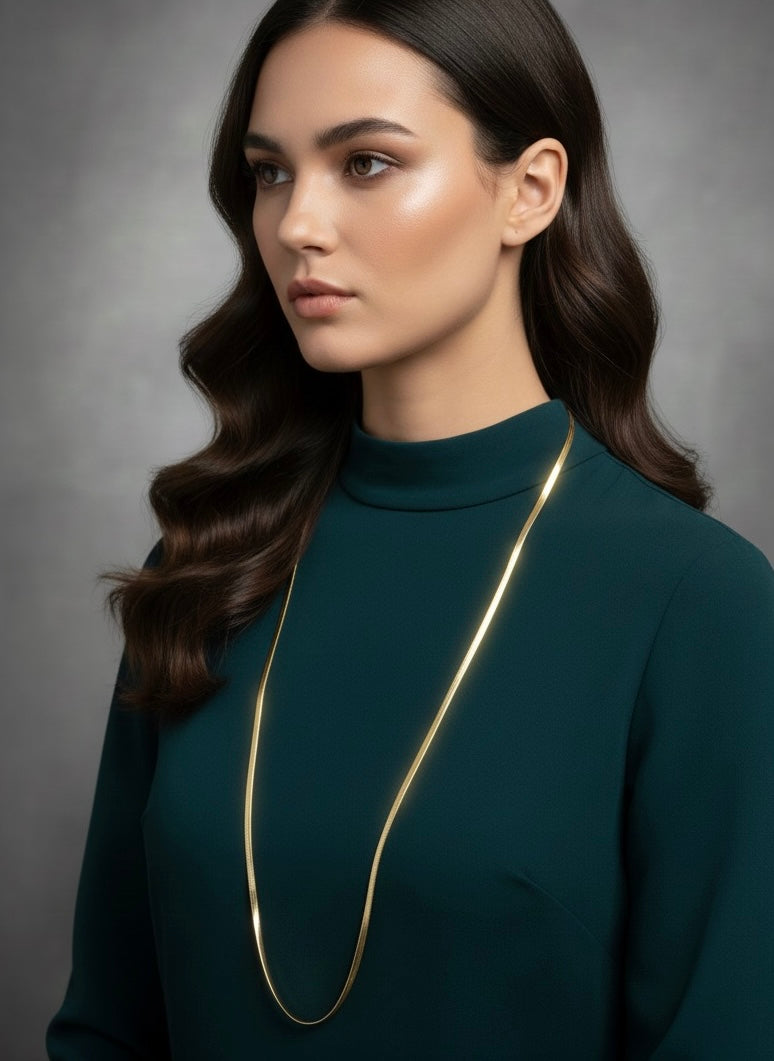 Colar Longo Fita Dourado