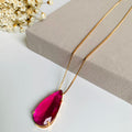 Colar Gota Palito de Zircônia Cor.:Cristal;Banho:Dourado