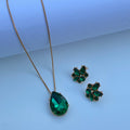 Conjunto Colar de Gota e Brinco Esmeralda