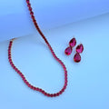 Conjunto de Chocker de Zircônia e Brinco de Gota Duplo Pink