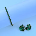 Conjunto de Pulseira de Zircônia e Brinco Esmeralda