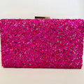 Clutch de Pedrinhas Rosa Pink Detalhe Dourado