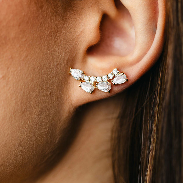 Ear Curf de Zircônia Cristal Charlote Dourado