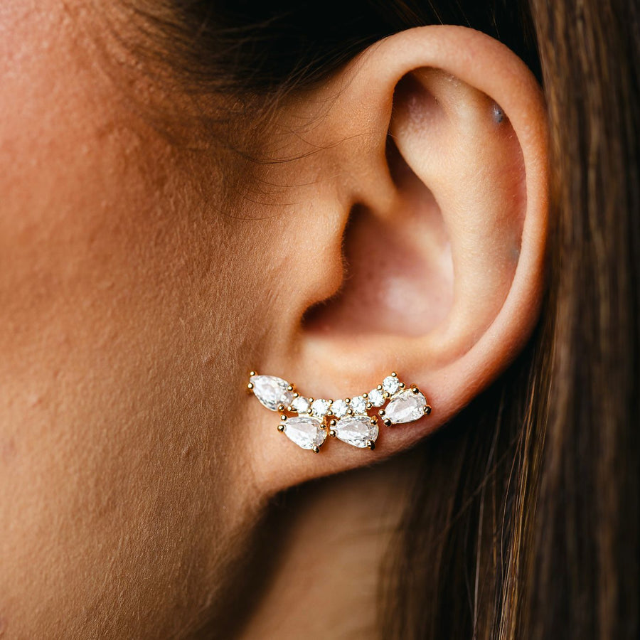 Ear Curf de Zircônia Cristal Charlote Dourado