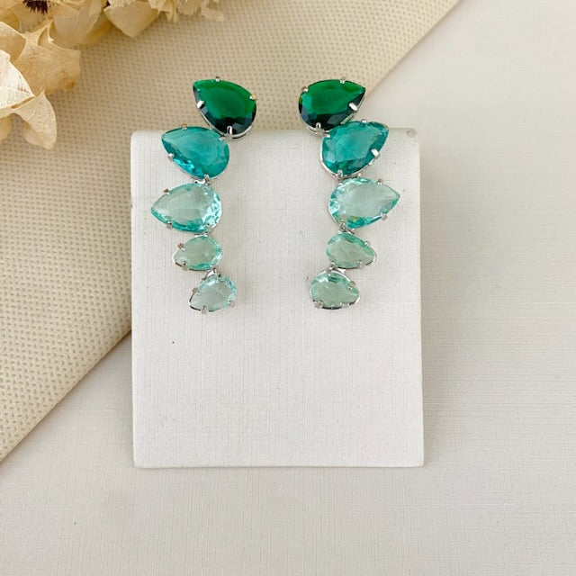 Earkuff Mel de Zircônia Tons de Verde Prata