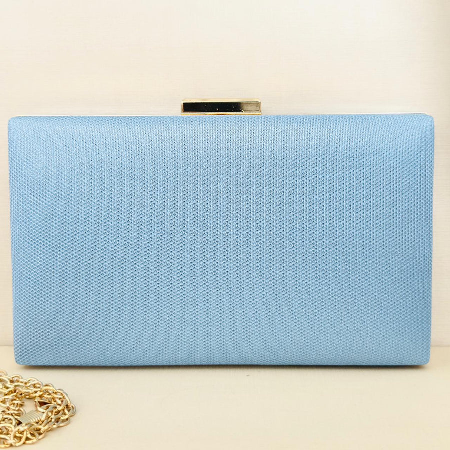 Clutch Azul Serenity com Detalhe Dourado