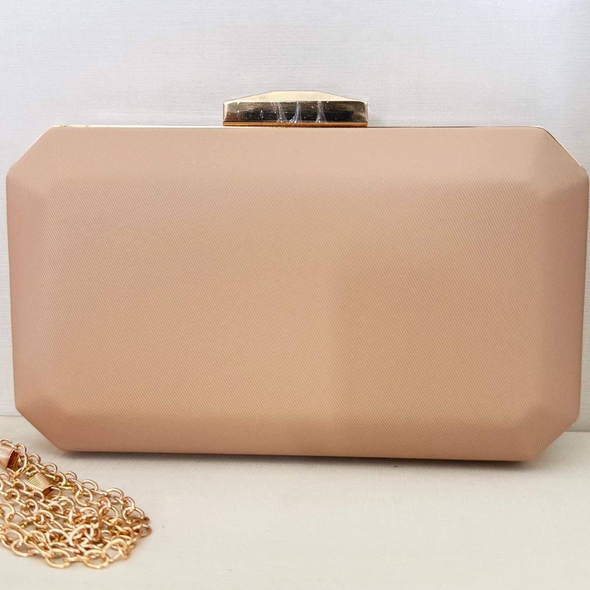 Clutch Rosa Nude Detalhe Dourado