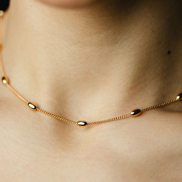 Gargantilha Corrente em Grãos Dourado