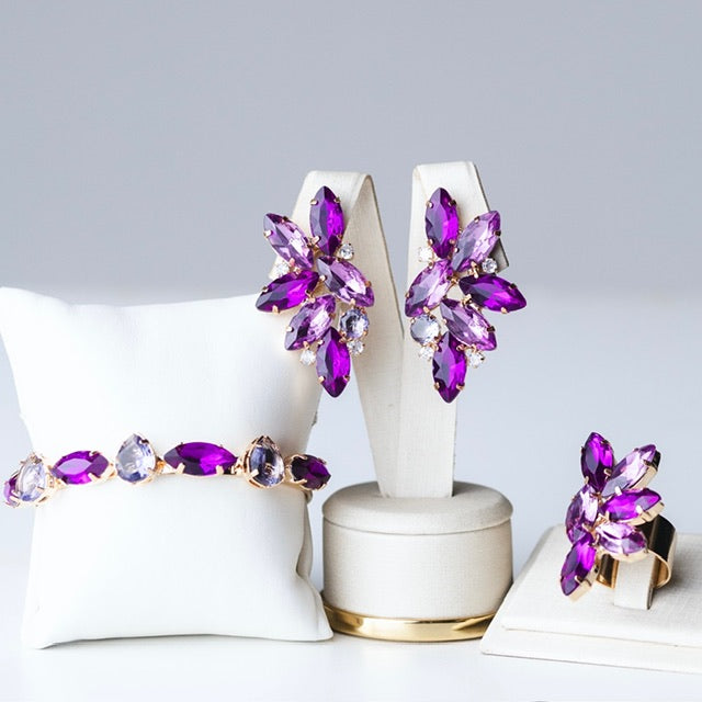 Kit 3 Acessorios Tons de Roxo Marcela Dourado