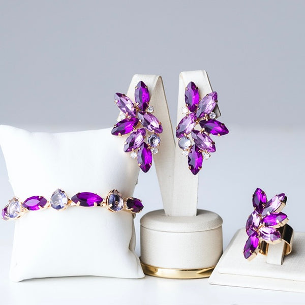 Kit 3 Acessorios Tons de Roxo Marcela Dourado