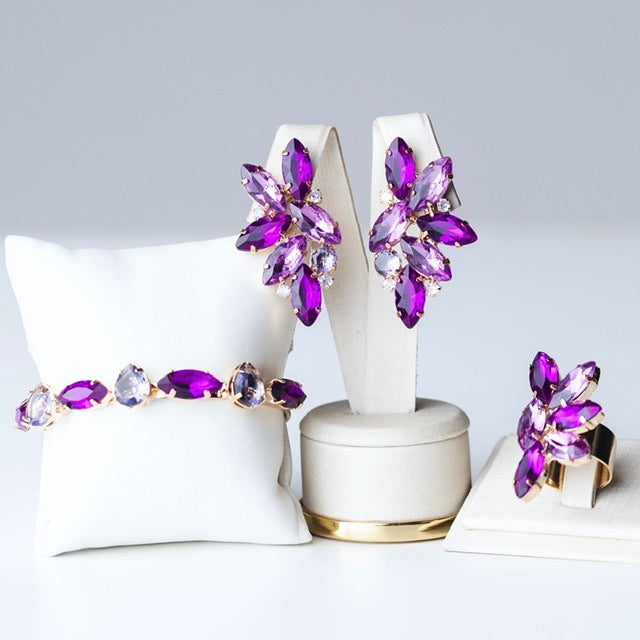 Kit 3 Acessorios Tons de Roxo Marcela Dourado