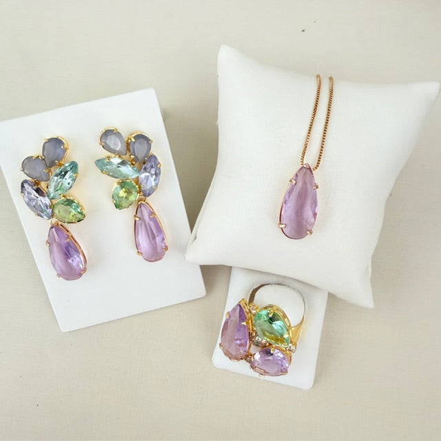 Kit 3 Acessórios Bianca Lavanda com Menta Dourado