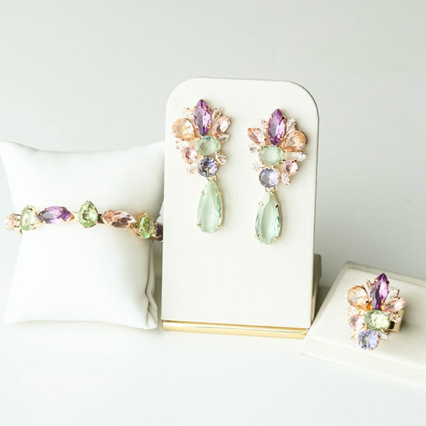 kit 3 Peças Liah Collor com Menta de Zircônia Dourado
