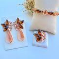 Kit 3 Peças Brinco, Bracelete e Anel Regulável Vanessa Tons De Marrom Dourado