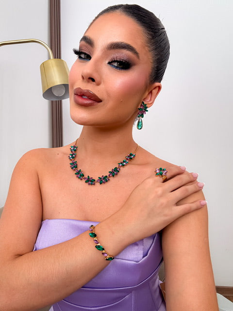 KIt 4 Peças LonDanny Verde Com Roxo Dourado