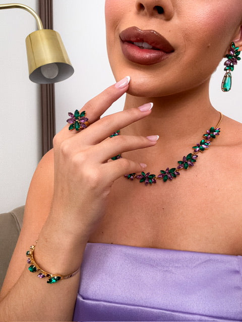 KIt 4 Peças LonDanny Verde Com Roxo Dourado