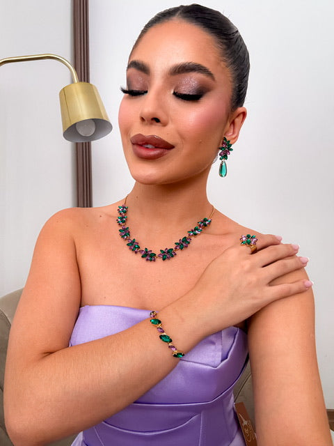 KIt 4 Peças LonDanny Verde Com Roxo Dourado