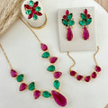 Kit 4 Peças Rosa Pink com Verde Bia Anel ajustável