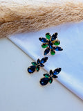 Kit Anel com Brinco Azul Safira com Esmeralda Cliv