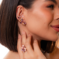 Kit Ear Curf e Anel Regulável de Zircônia Rosé com Lilas - Lidy