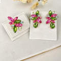 Kit Anel com Brinco Pink e Verde Oliva  Marina