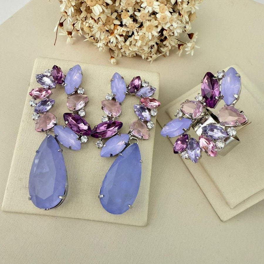 Kit Brinco e Anel Regulavel Amanda Prata Tons De Roxo