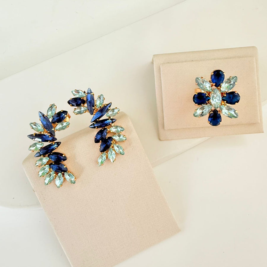 Kit Anel e Ear Curf Inglaterra Tons de Azul