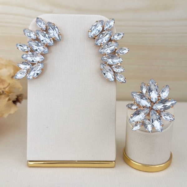 Kit Anel + Ear Cuff Cristal Crayon