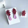 Kit Anel Regulável com Brinco Londres Pink com Rosa Dourado