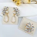 Kit Anel Regulável e Brinco Cristal Golden Dourado