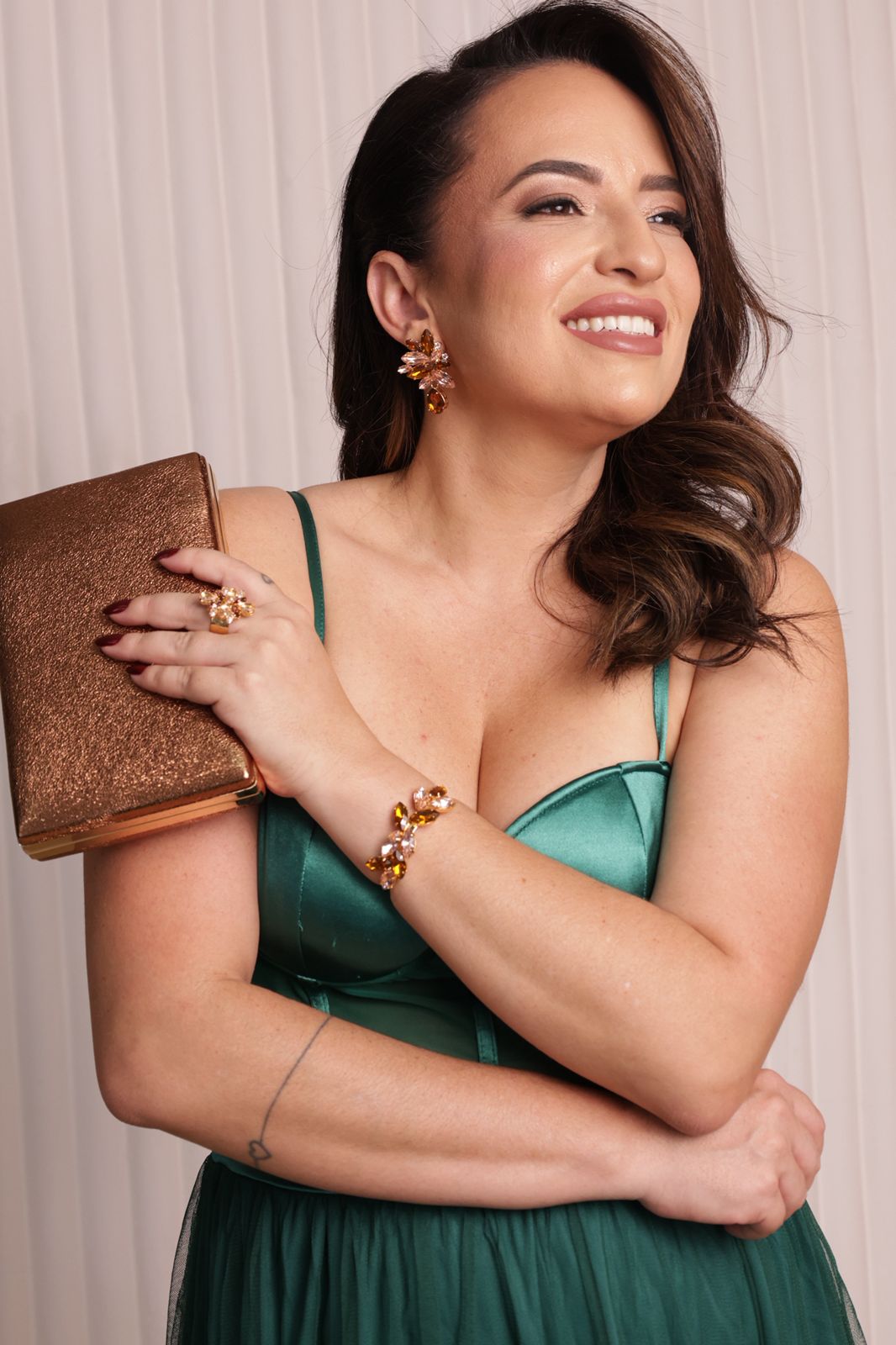 Kit Brinco, Anel Regulável, Bracelete e Clutch Scarlat ? Tons de Marrons