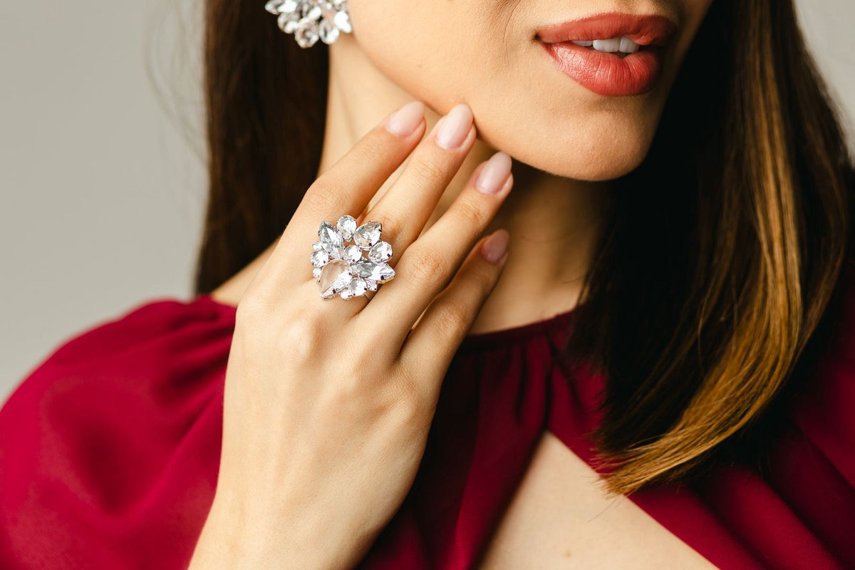 Kit Brinco, Anel Regulável e Bracelete Manhattan de Zircônia Cristal Banho Prata